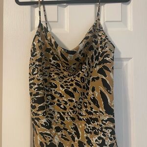 Topshop Black and Tan Animal Print Camisole